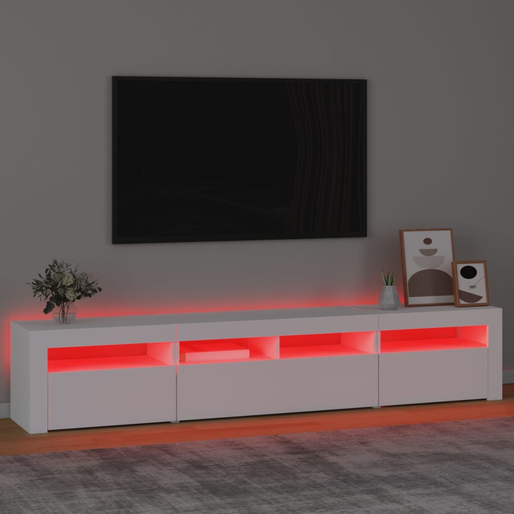 vidaXL TV Cabinet with LED Lights Black 210x35x40 cm