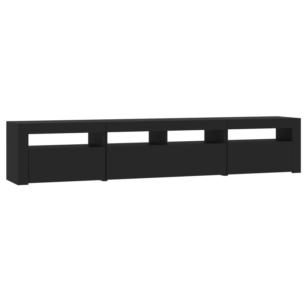 vidaXL TV Cabinet with LED Lights Black 210x35x40 cm