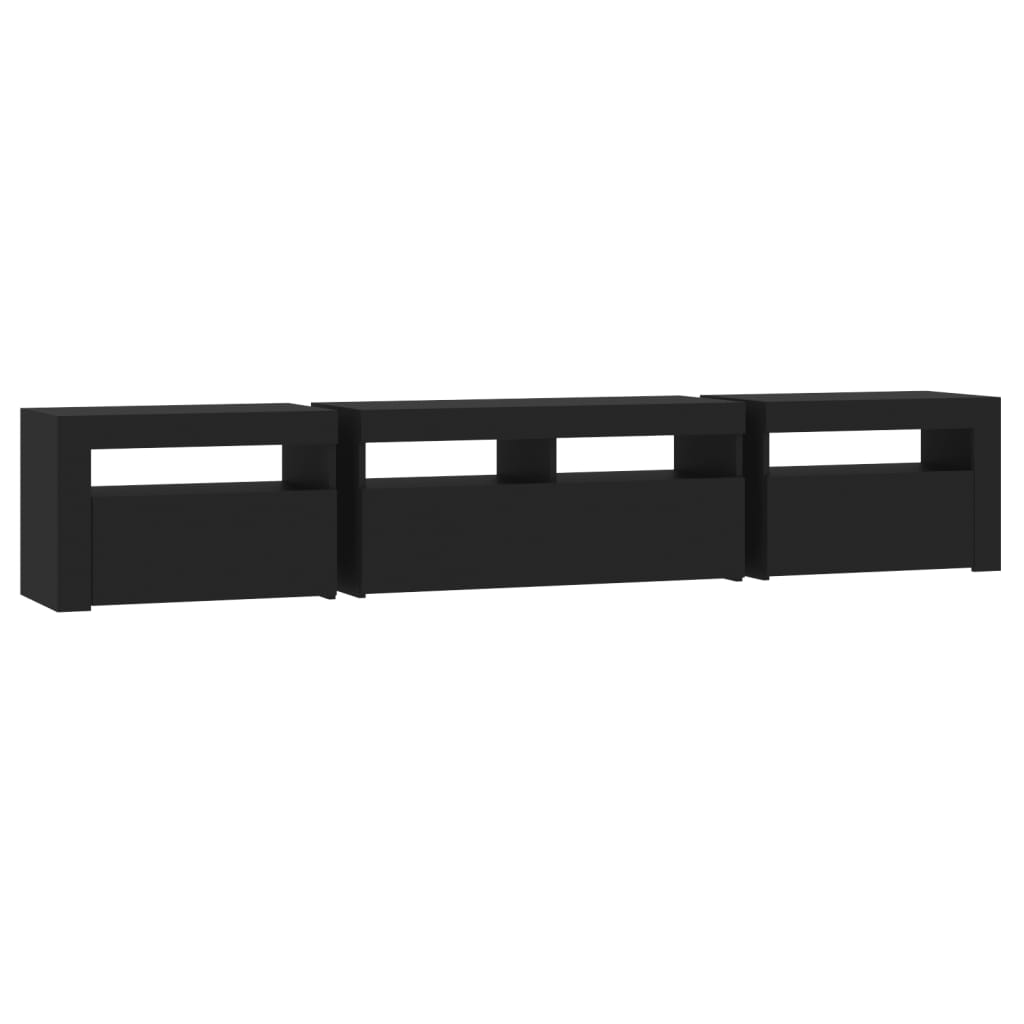 vidaXL TV Cabinet with LED Lights Black 210x35x40 cm