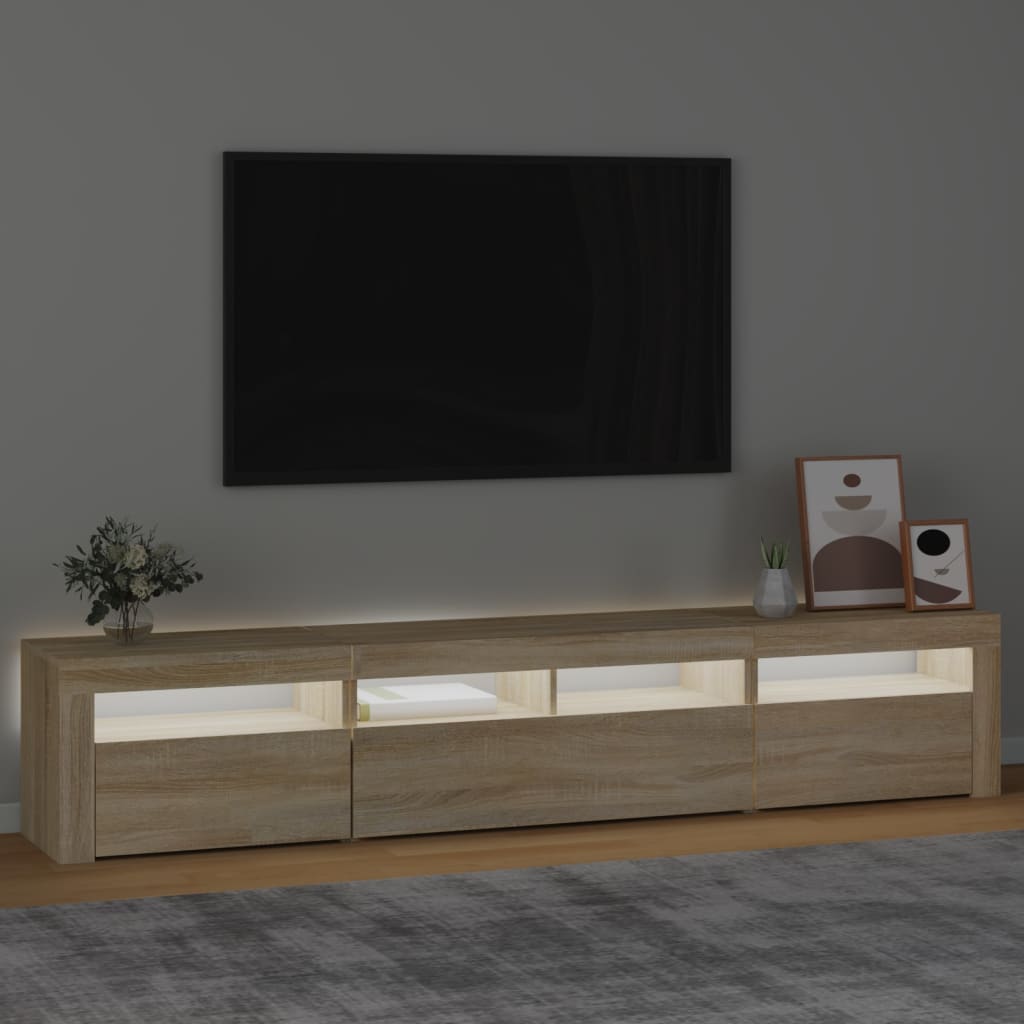 vidaXL TV Cabinet with LED Lights Sonoma Oak 210x35x40 cm