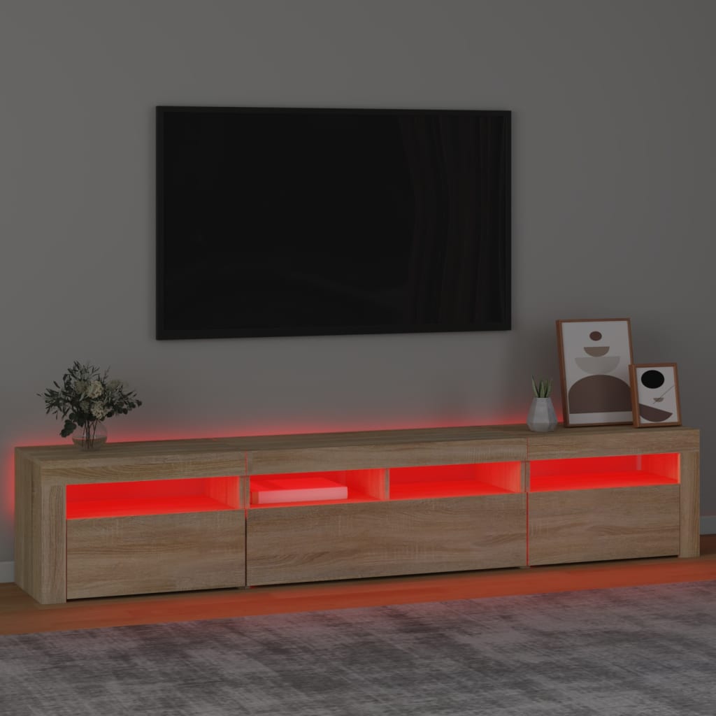 vidaXL TV Cabinet with LED Lights Sonoma Oak 210x35x40 cm