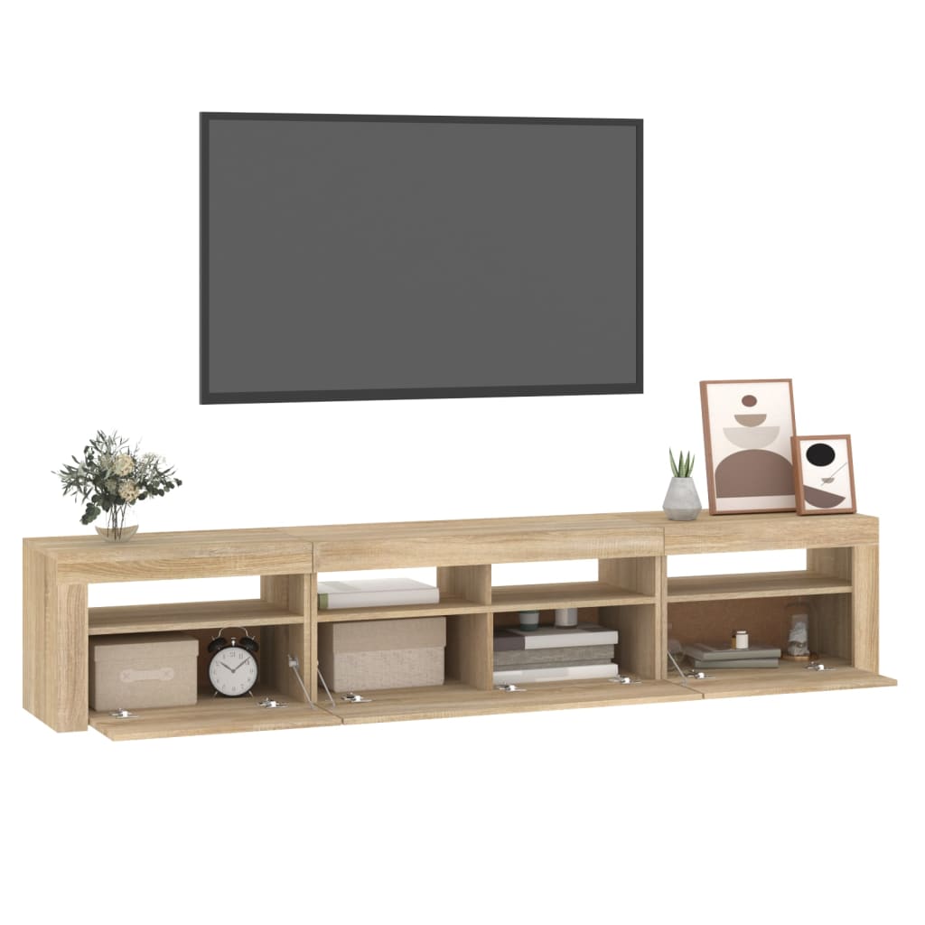 vidaXL TV Cabinet with LED Lights Sonoma Oak 210x35x40 cm