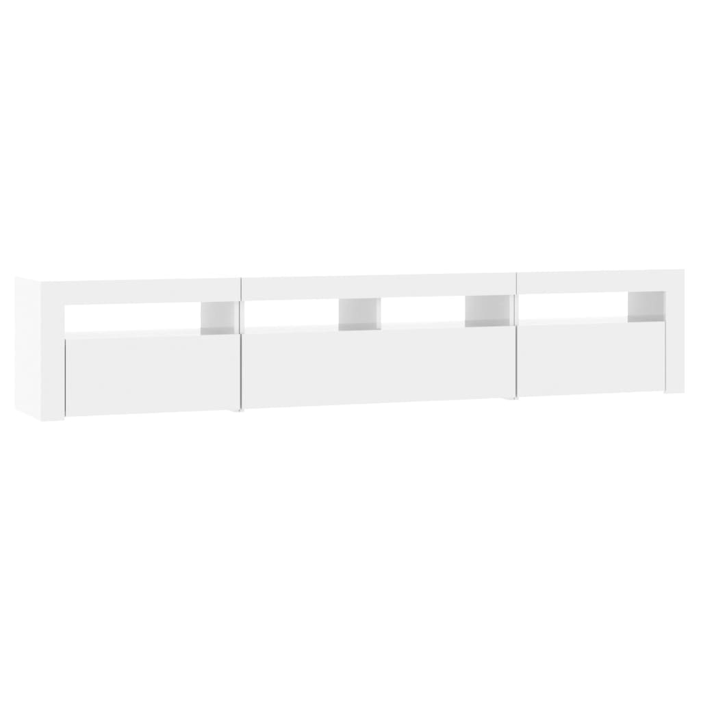 vidaXL TV Cabinet with LED Lights High Gloss White 210x35x40 cm