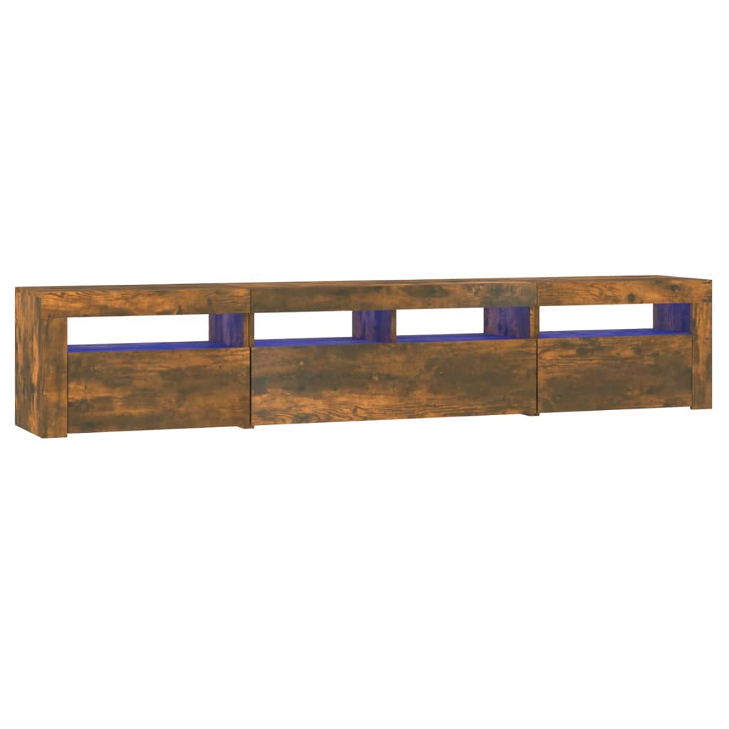 vidaXL TV Cabinet with LED Lights Smoked Oak 210x35x40 cm