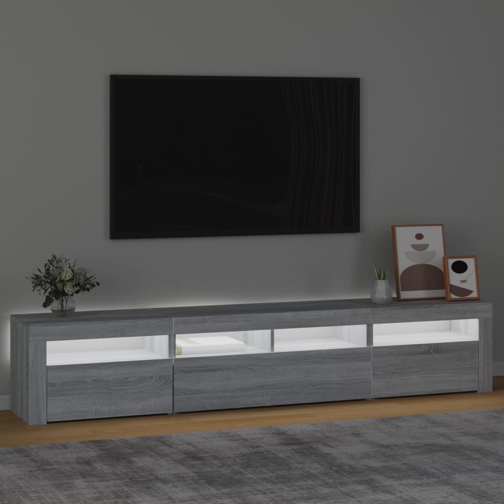 vidaXL TV Cabinet with LED Lights Grey Sonoma 210x35x40 cm