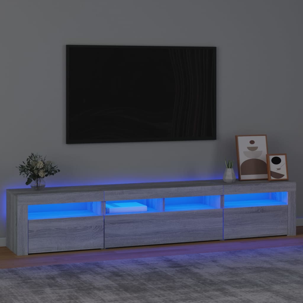 vidaXL TV Cabinet with LED Lights Grey Sonoma 210x35x40 cm