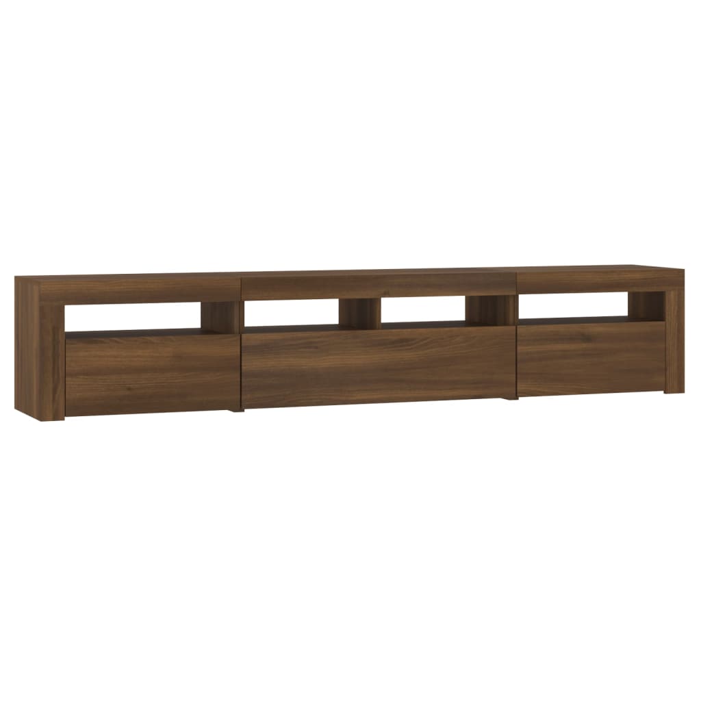 vidaXL TV Cabinet with LED Lights Brown Oak 210x35x40 cm