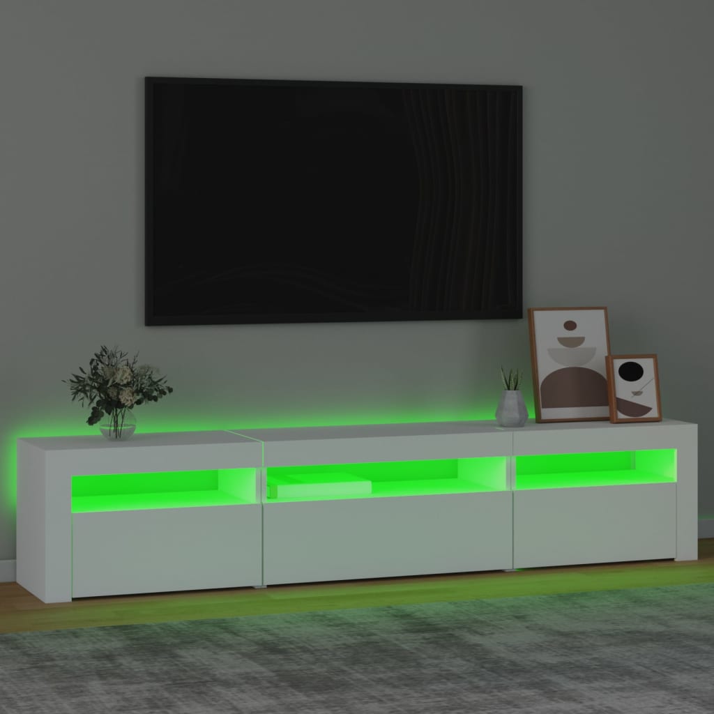 vidaXL TV Cabinet with LED Lights White 195x35x40 cm