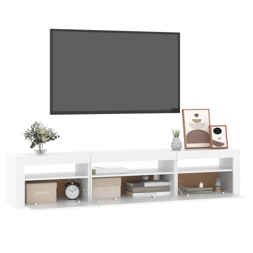 vidaXL TV Cabinet with LED Lights White 195x35x40 cm