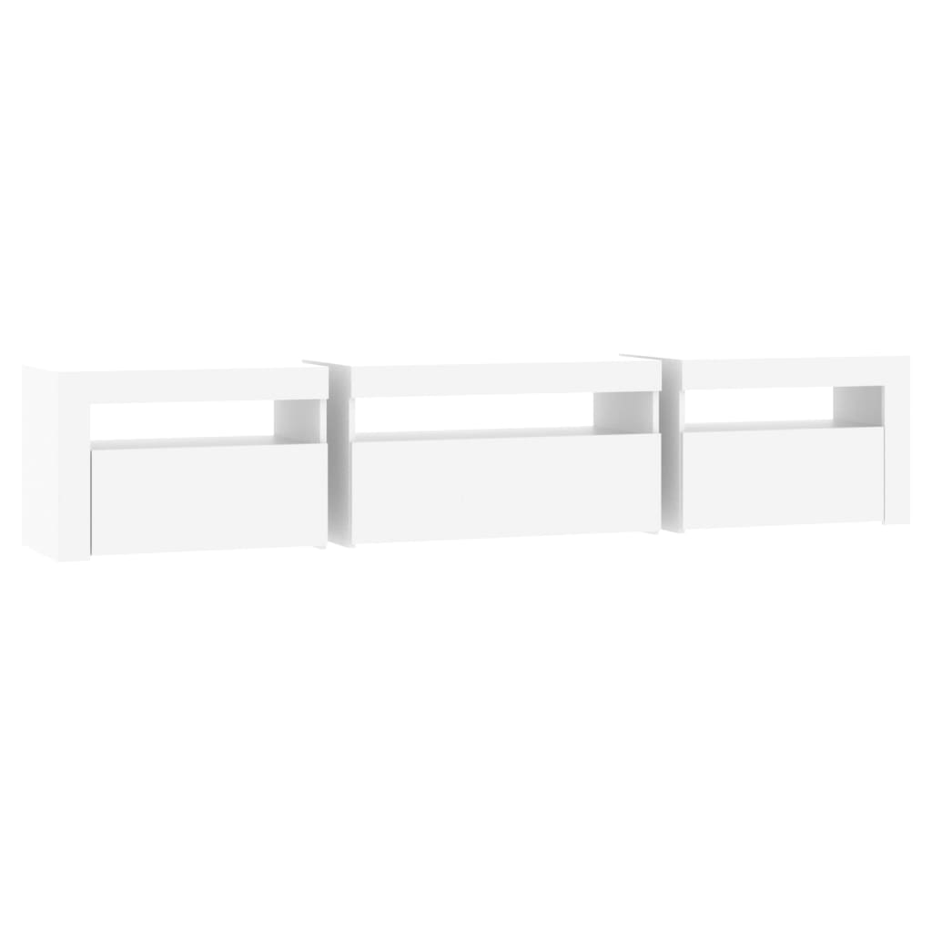 vidaXL TV Cabinet with LED Lights White 195x35x40 cm