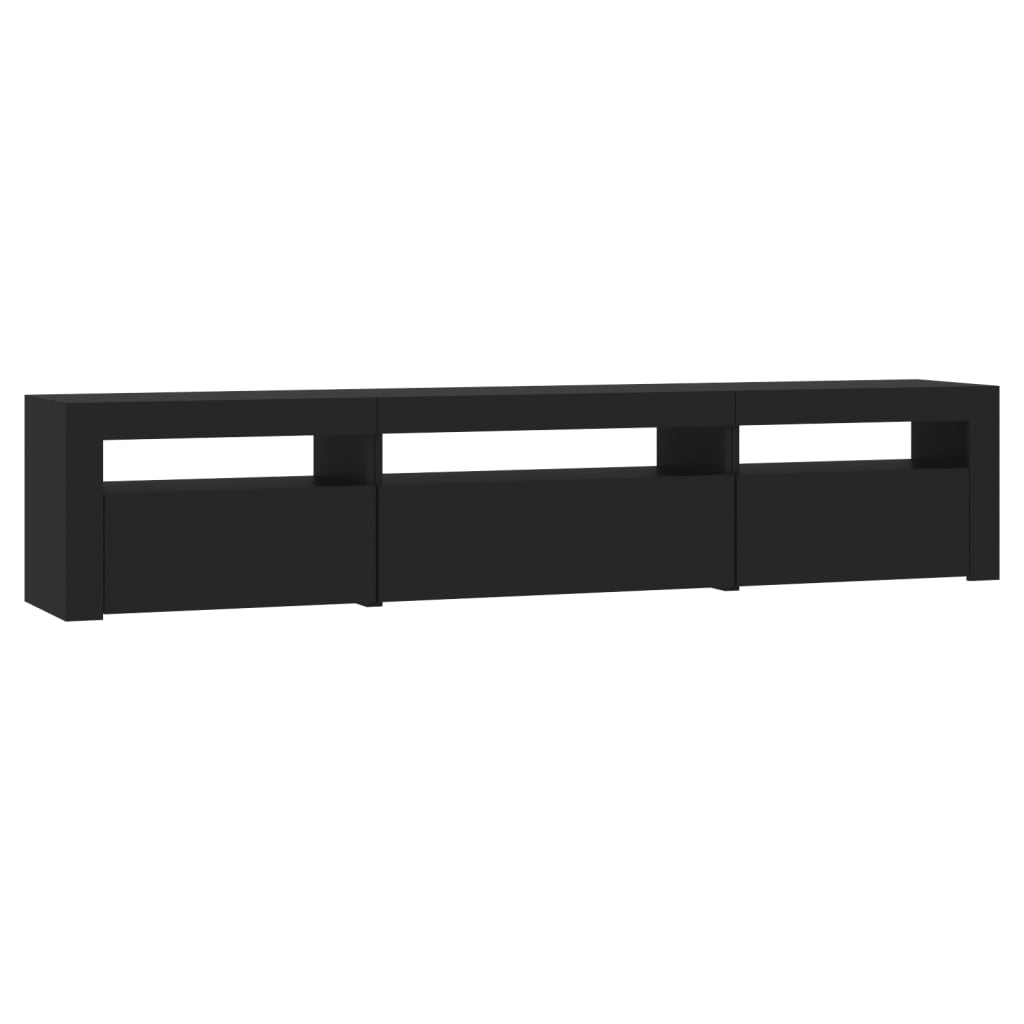 vidaXL TV Cabinet with LED Lights Black 195x35x40 cm