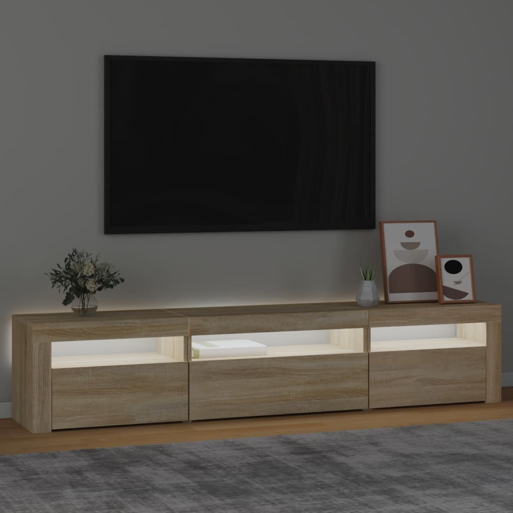 vidaXL TV Cabinet with LED Lights Sonoma Oak 195x35x40 cm