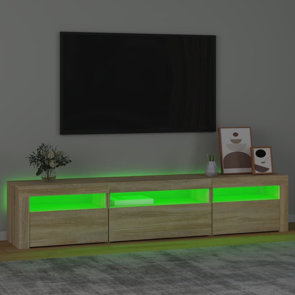 vidaXL TV Cabinet with LED Lights Sonoma Oak 195x35x40 cm