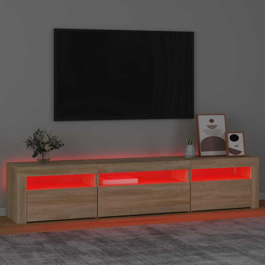 vidaXL TV Cabinet with LED Lights Sonoma Oak 195x35x40 cm