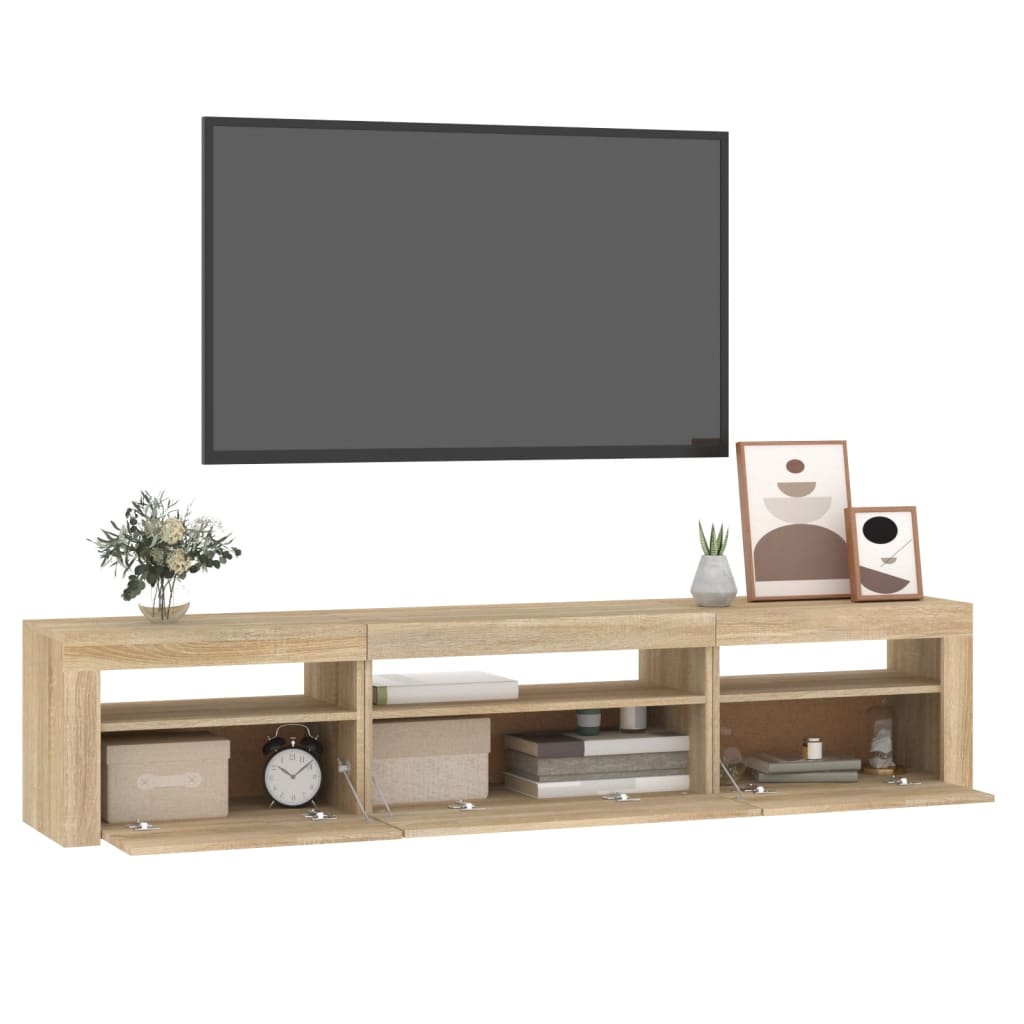 vidaXL TV Cabinet with LED Lights Sonoma Oak 195x35x40 cm