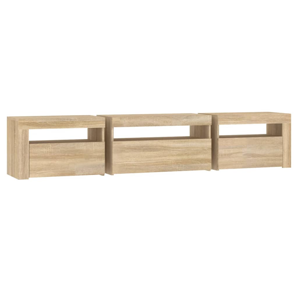 vidaXL TV Cabinet with LED Lights Sonoma Oak 195x35x40 cm