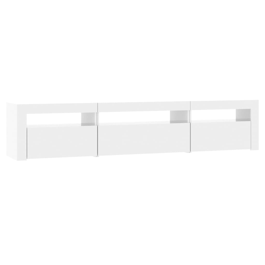 vidaXL TV Cabinet with LED Lights High Gloss White 195x35x40 cm