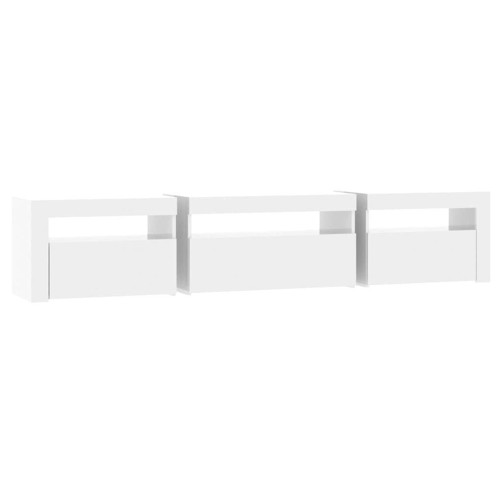 vidaXL TV Cabinet with LED Lights High Gloss White 195x35x40 cm