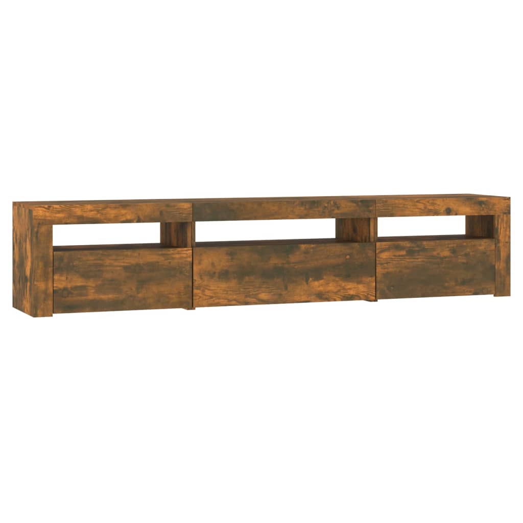 vidaXL TV Cabinet with LED Lights Smoked Oak 195x35x40 cm