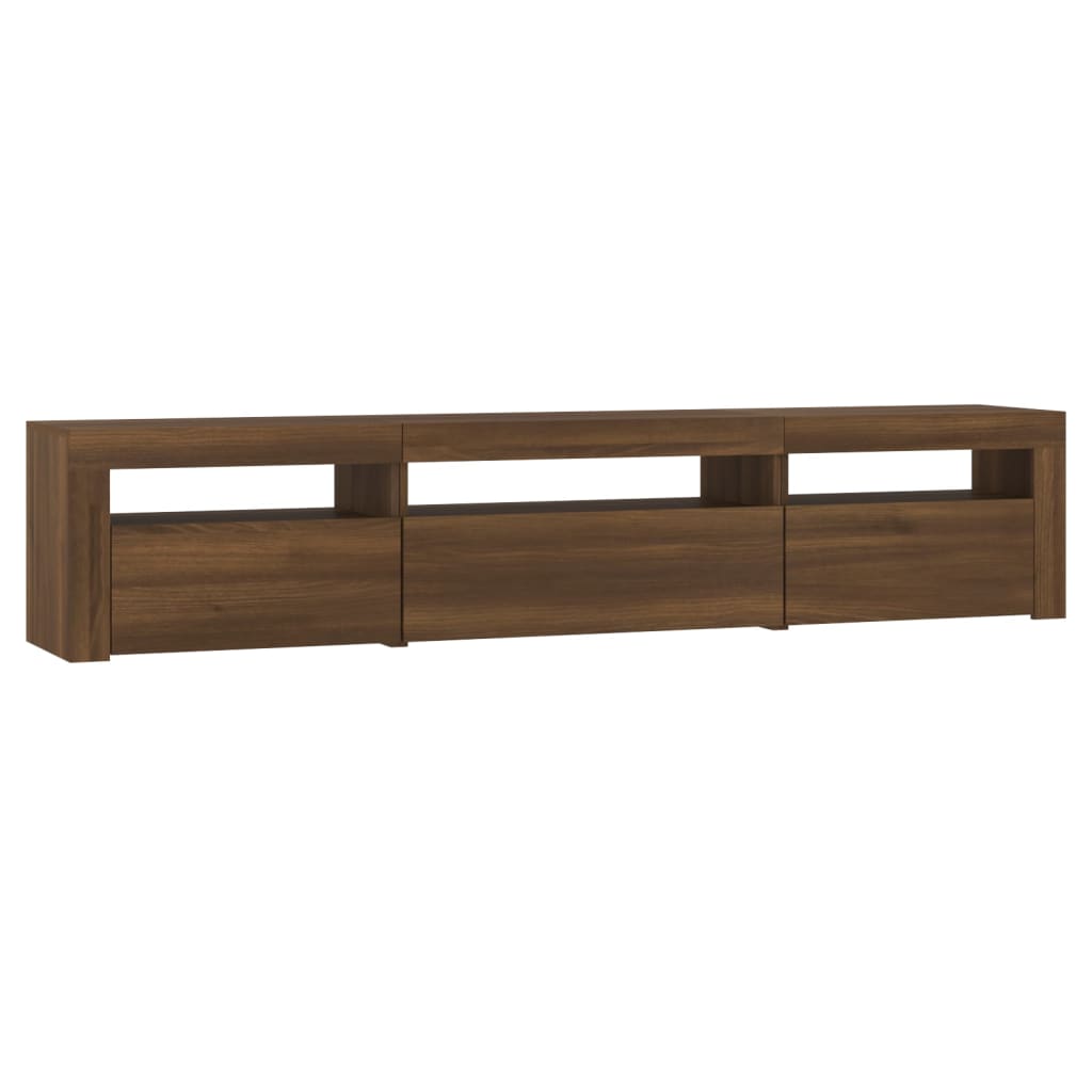 vidaXL TV Cabinet with LED Lights Brown Oak 195x35x40 cm