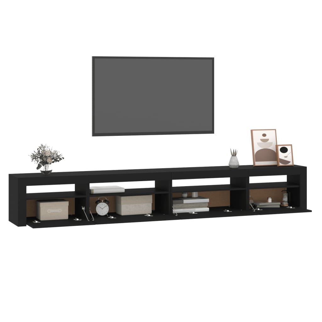 vidaXL TV Cabinet with LED Lights Black 270x35x40 cm