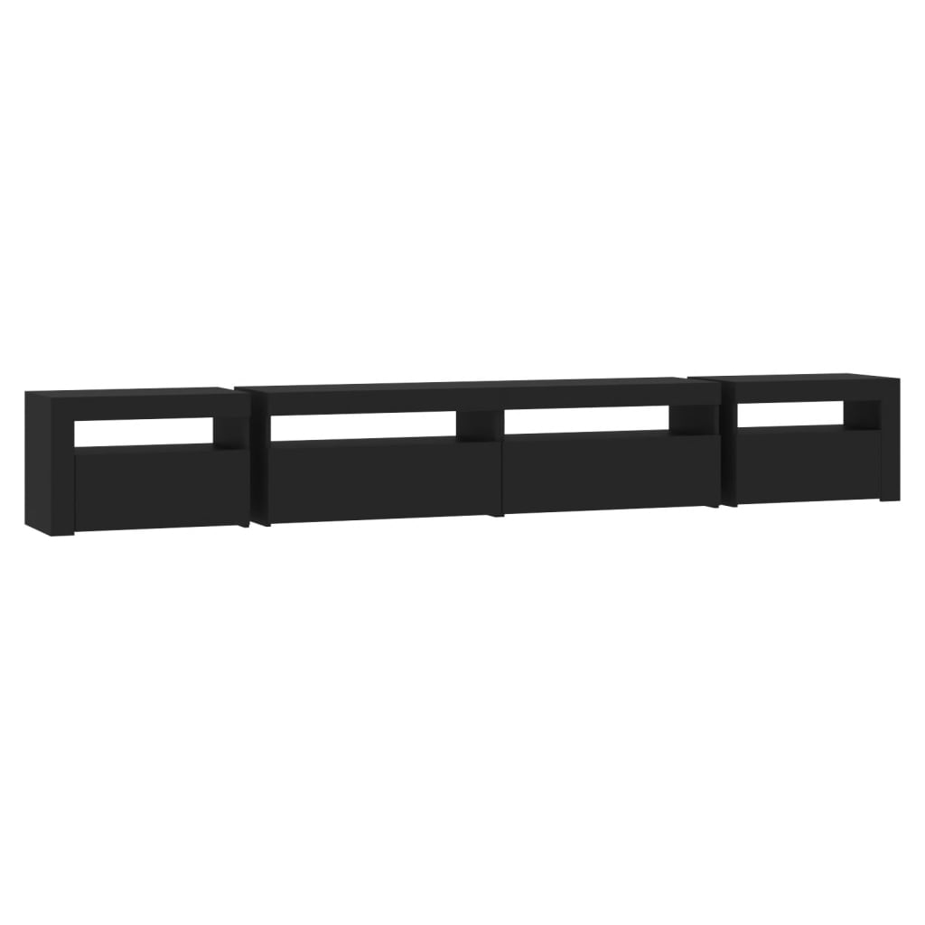 vidaXL TV Cabinet with LED Lights Black 270x35x40 cm