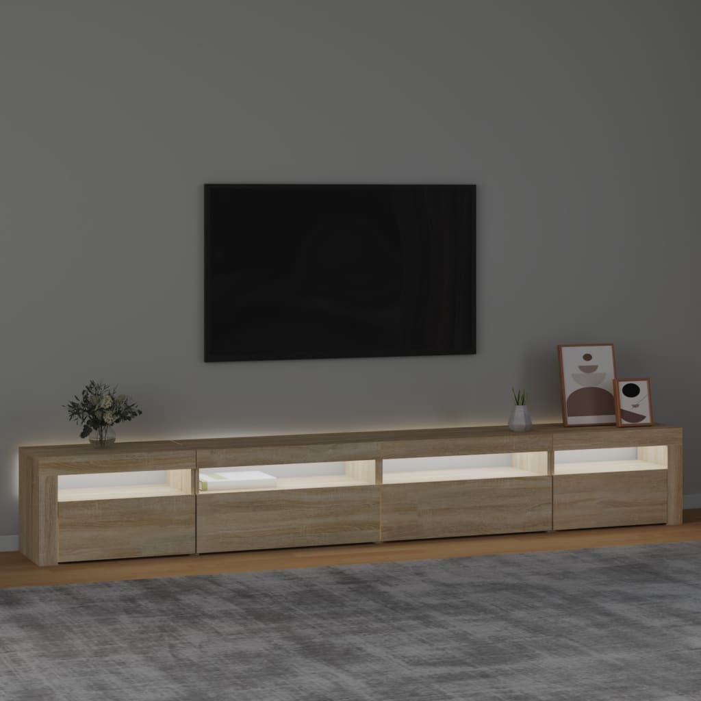 vidaXL TV Cabinet with LED Lights Sonoma Oak 270x35x40 cm