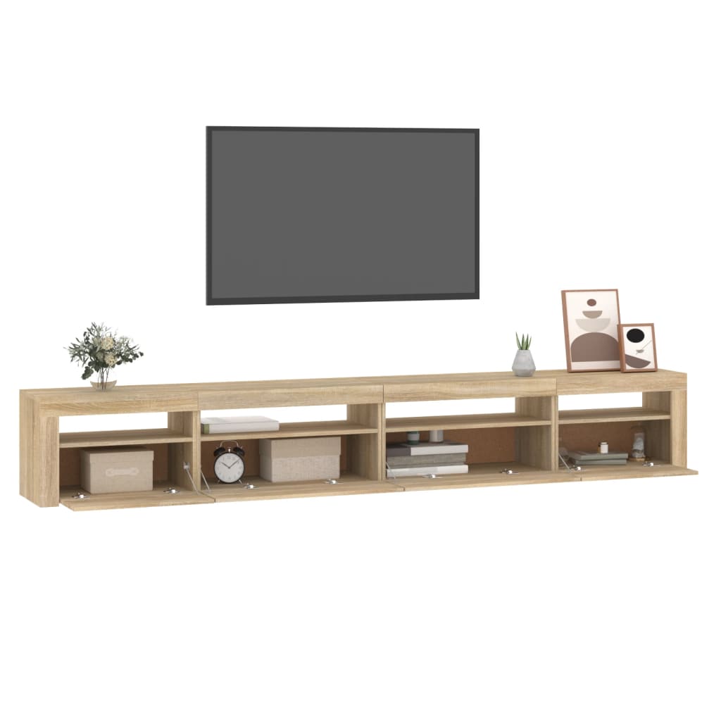 vidaXL TV Cabinet with LED Lights Sonoma Oak 270x35x40 cm