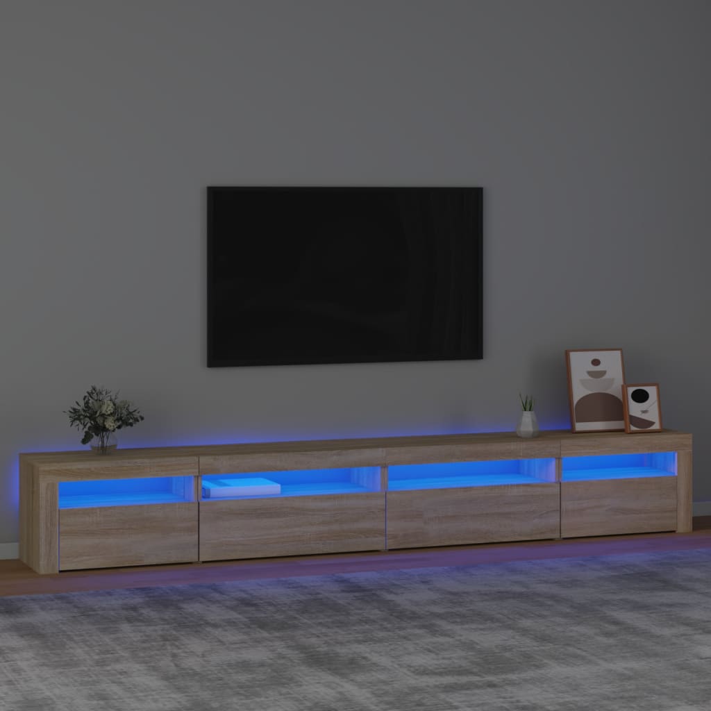 vidaXL TV Cabinet with LED Lights Sonoma Oak 270x35x40 cm