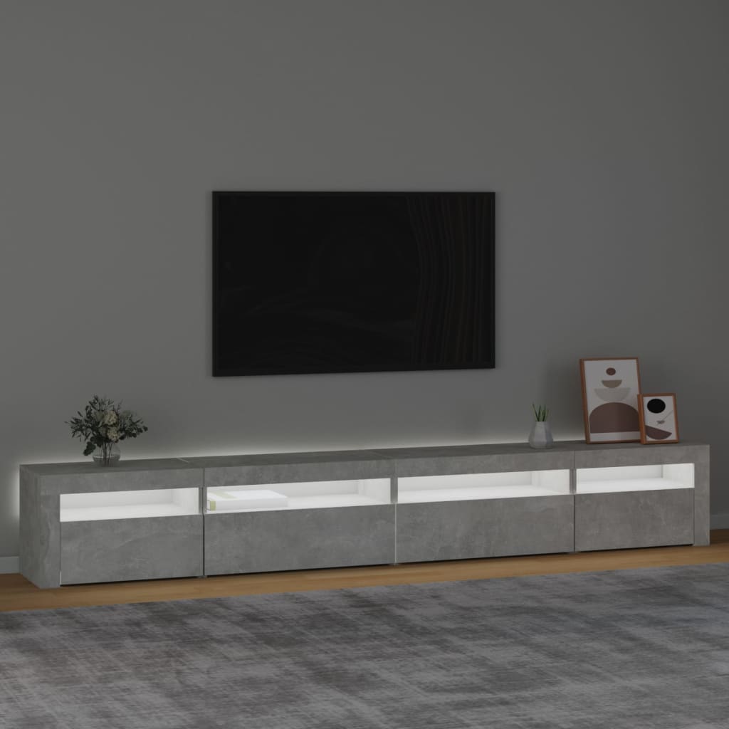 vidaXL TV Cabinet with LED Lights Concrete Grey 270x35x40 cm