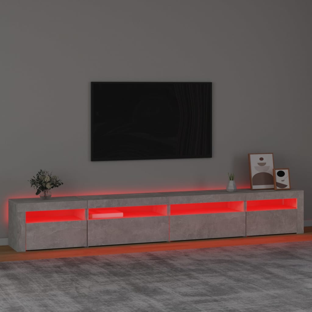 vidaXL TV Cabinet with LED Lights Concrete Grey 270x35x40 cm