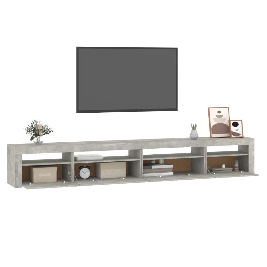 vidaXL TV Cabinet with LED Lights Concrete Grey 270x35x40 cm