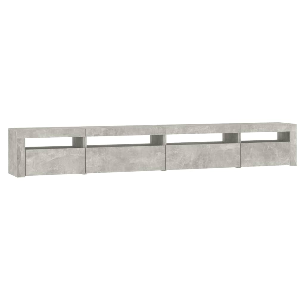 vidaXL TV Cabinet with LED Lights Concrete Grey 270x35x40 cm