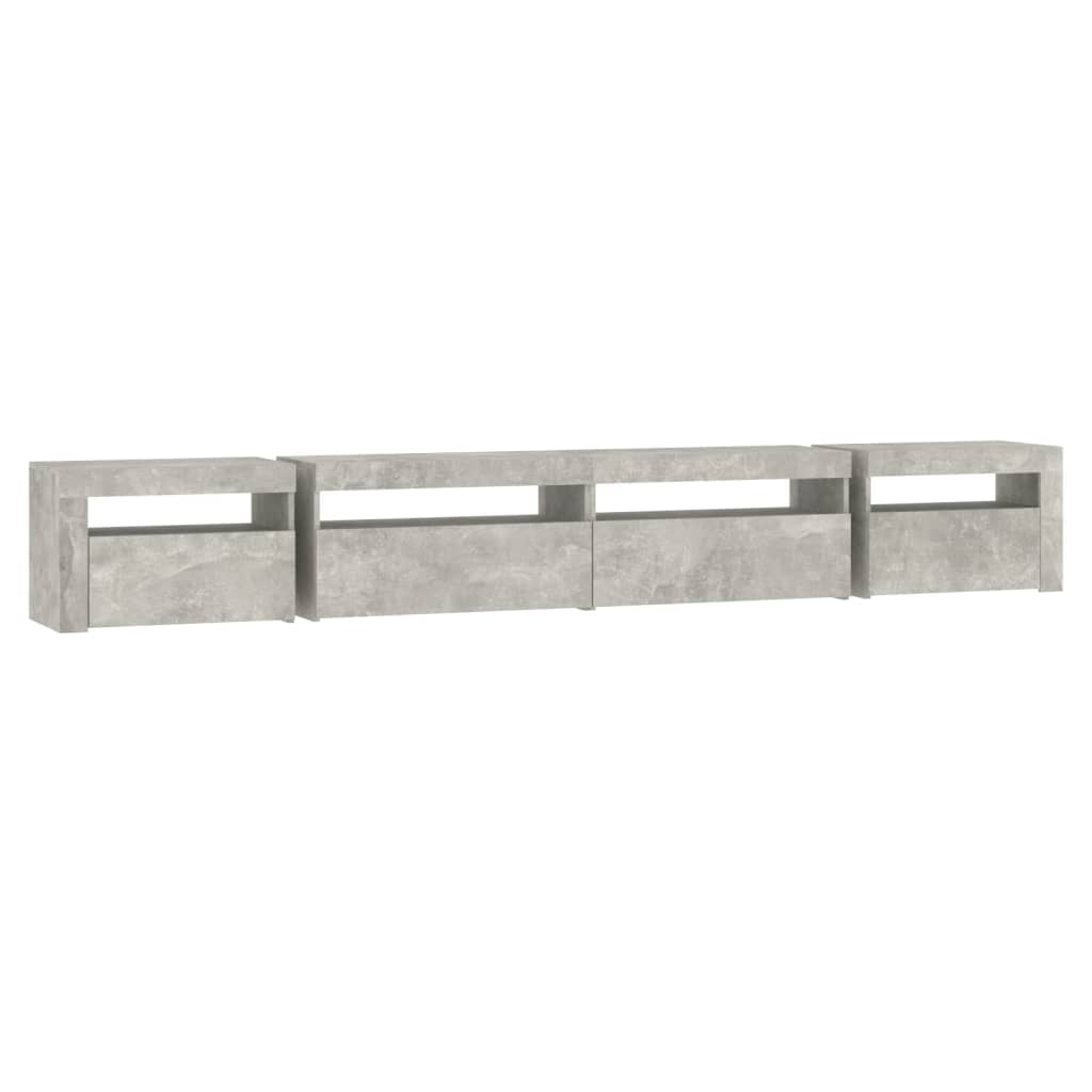 vidaXL TV Cabinet with LED Lights Concrete Grey 270x35x40 cm