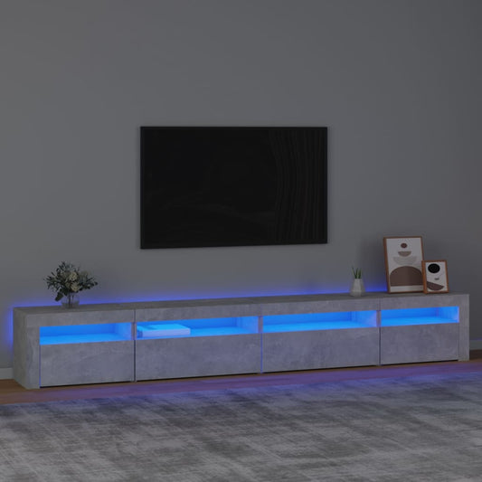 vidaXL TV Cabinet with LED Lights Concrete Grey 270x35x40 cm