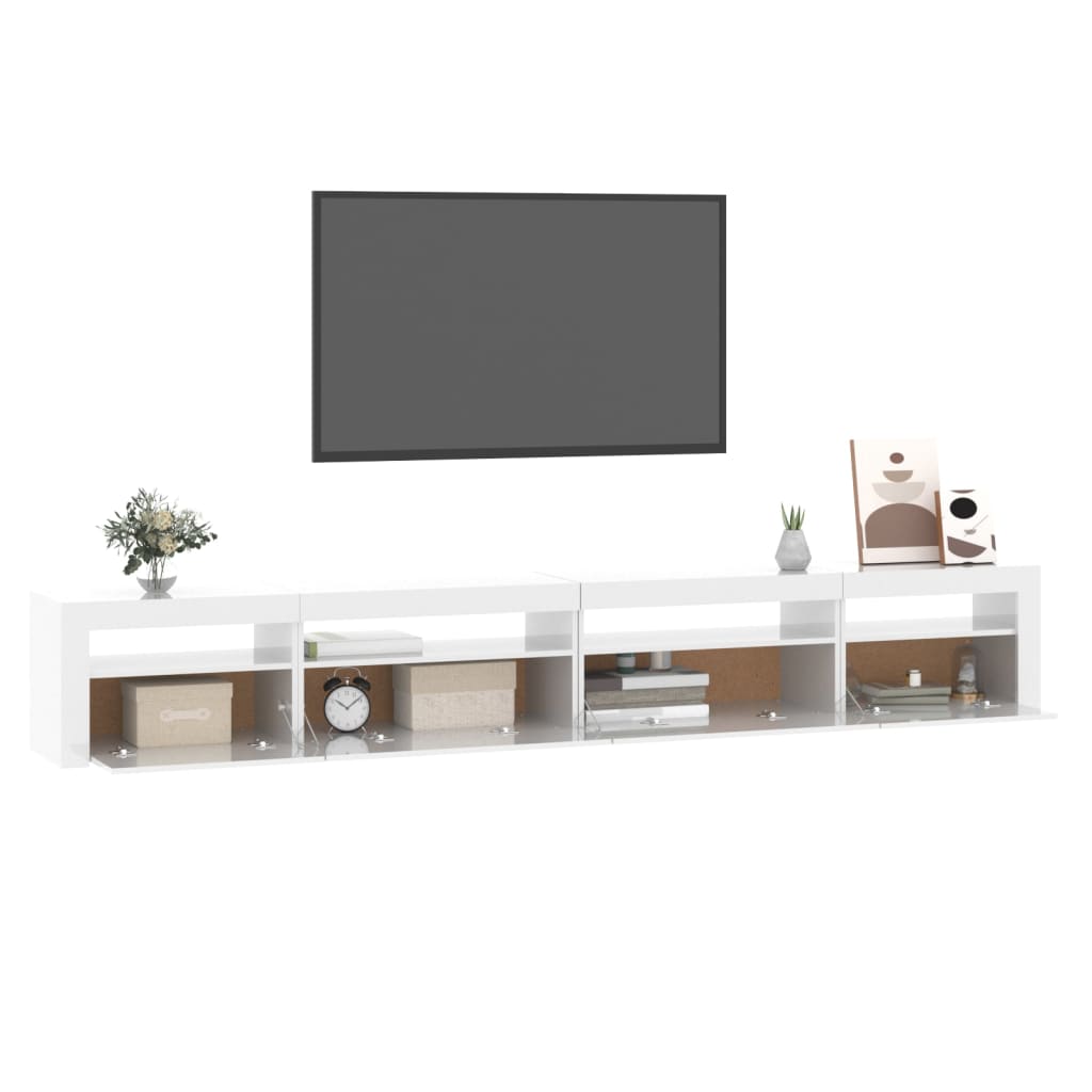 vidaXL TV Cabinet with LED Lights High Gloss White 270x35x40 cm