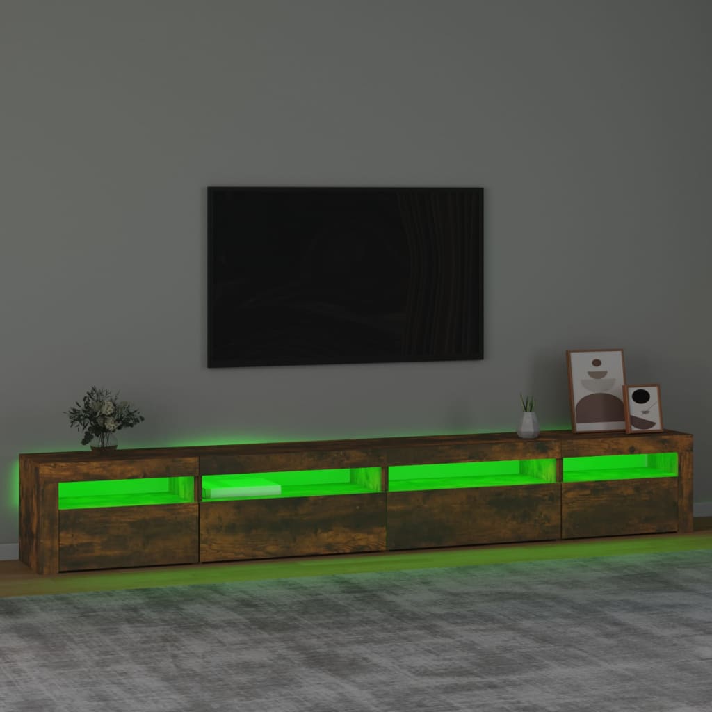 TV Cabinet with LED Lights Smoked Oak 270x35x40 cm