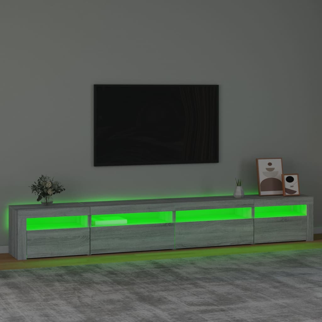 vidaXL TV Cabinet with LED Lights Grey Sonoma 270x35x40 cm