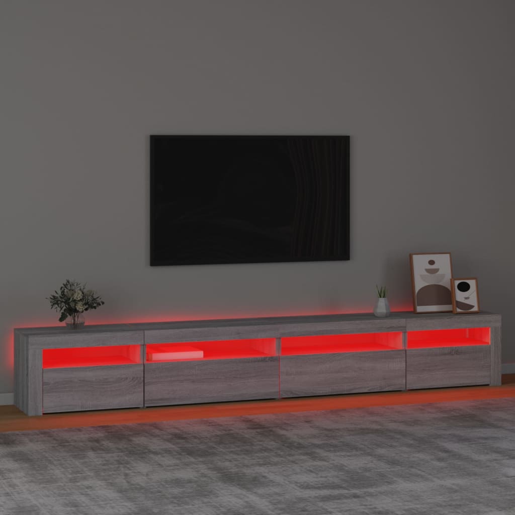 vidaXL TV Cabinet with LED Lights Grey Sonoma 270x35x40 cm