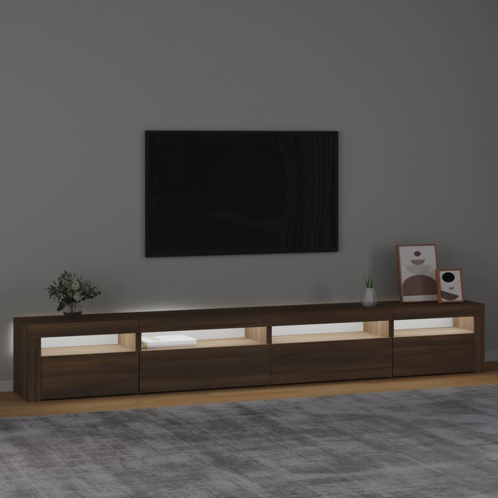 vidaXL TV Cabinet with LED Lights Brown Oak 270x35x40 cm