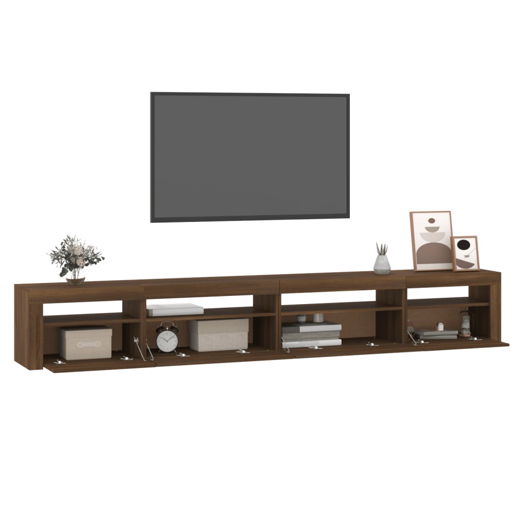 vidaXL TV Cabinet with LED Lights Brown Oak 270x35x40 cm