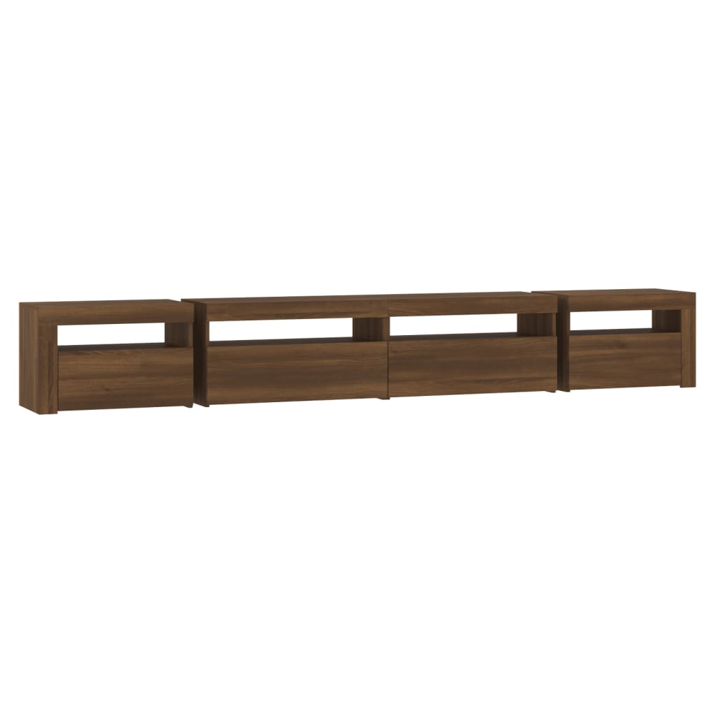 vidaXL TV Cabinet with LED Lights Brown Oak 270x35x40 cm