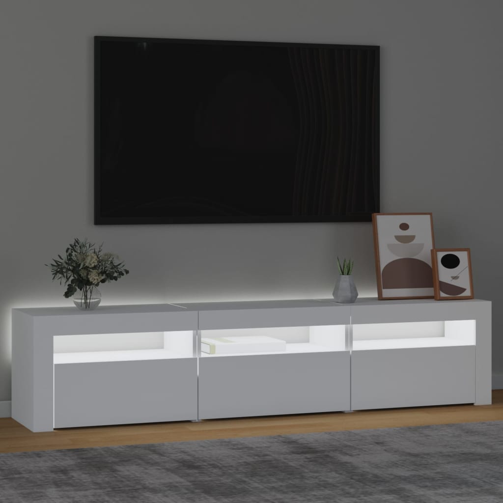 vidaXL TV Cabinet with LED Lights White 180x35x40 cm