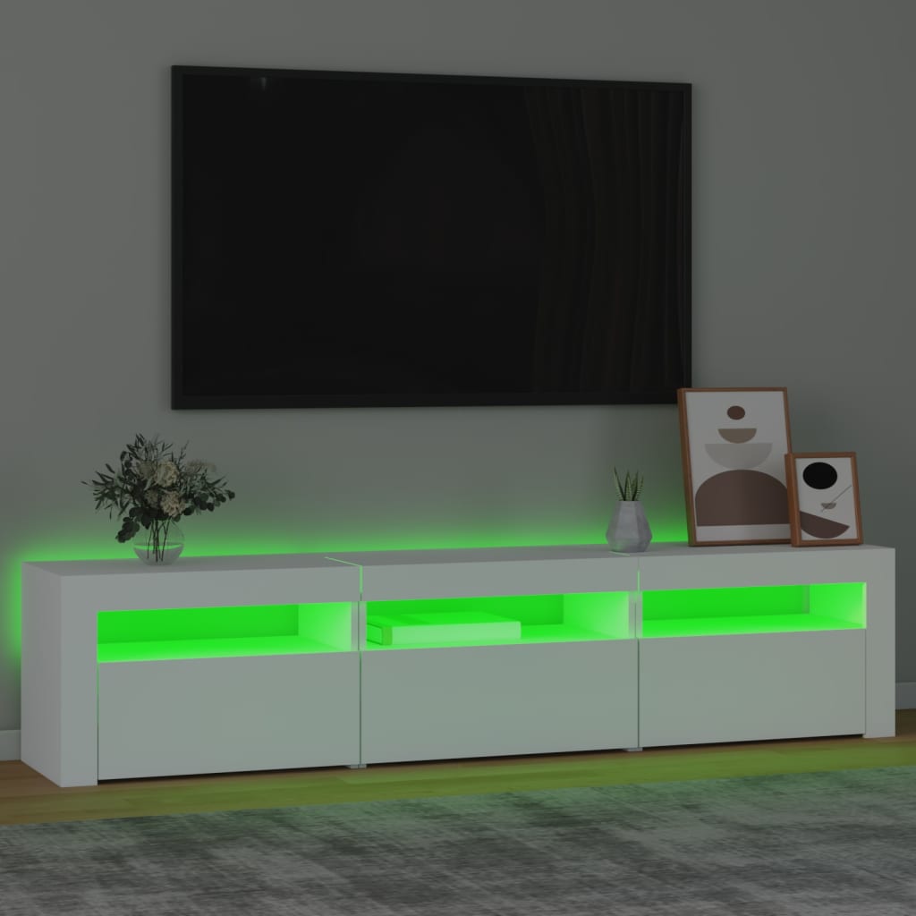 vidaXL TV Cabinet with LED Lights White 180x35x40 cm