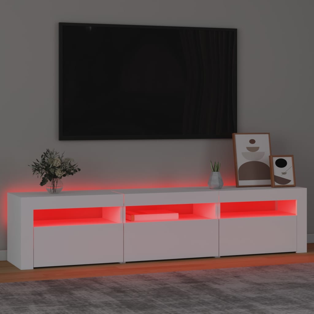 vidaXL TV Cabinet with LED Lights White 180x35x40 cm