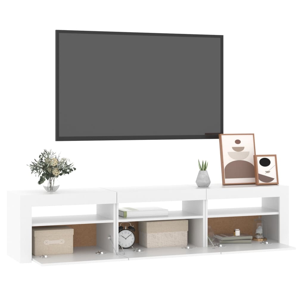 vidaXL TV Cabinet with LED Lights White 180x35x40 cm