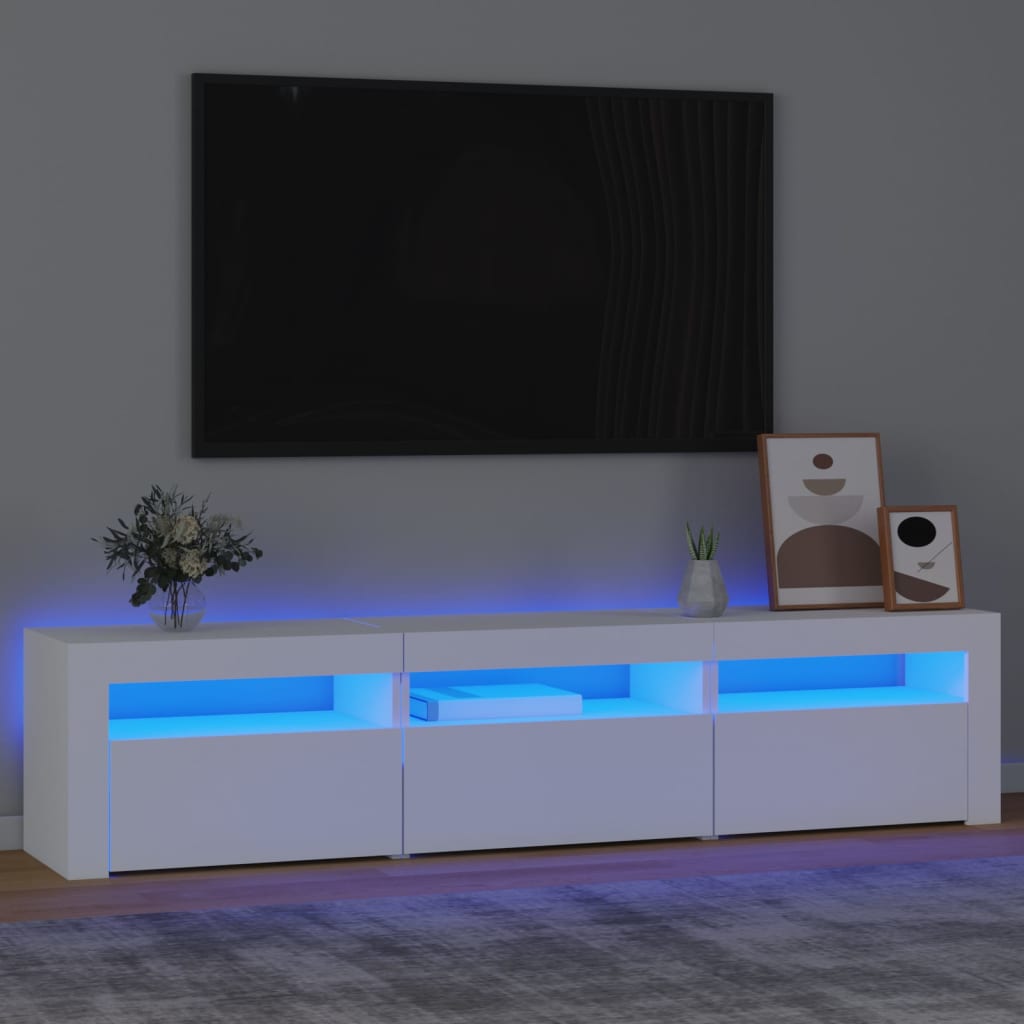 vidaXL TV Cabinet with LED Lights White 180x35x40 cm