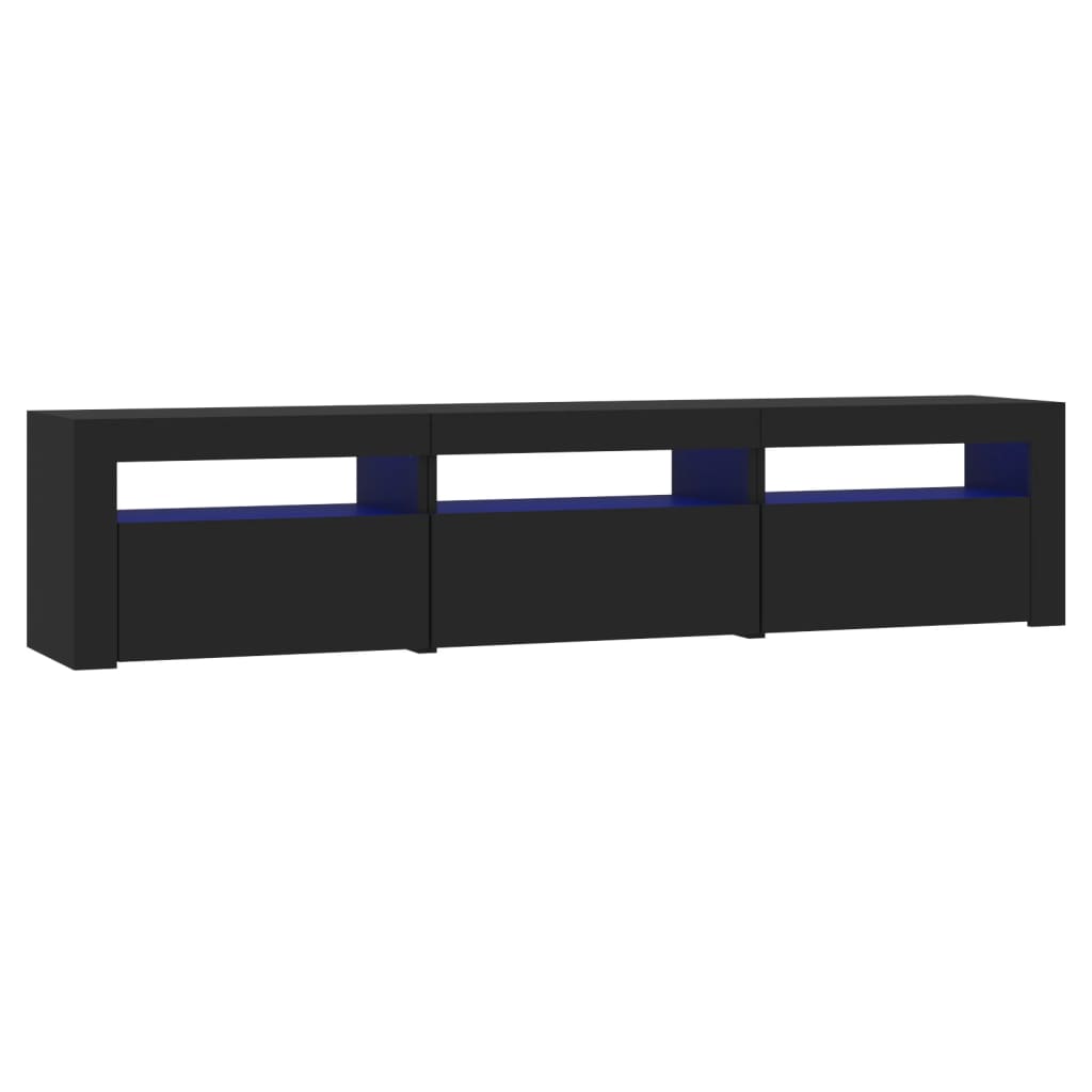 vidaXL TV Cabinet with LED Lights Black 180x35x40 cm