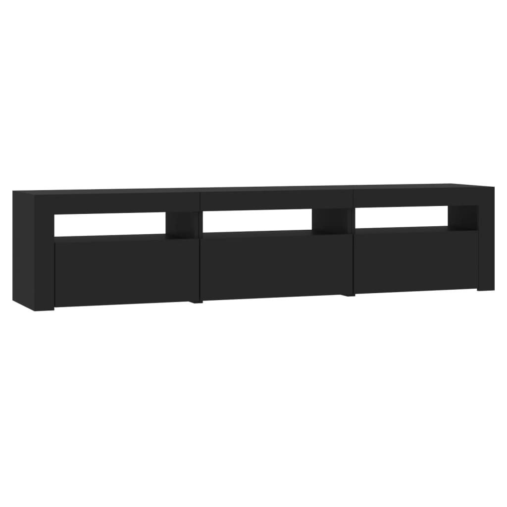 vidaXL TV Cabinet with LED Lights Black 180x35x40 cm