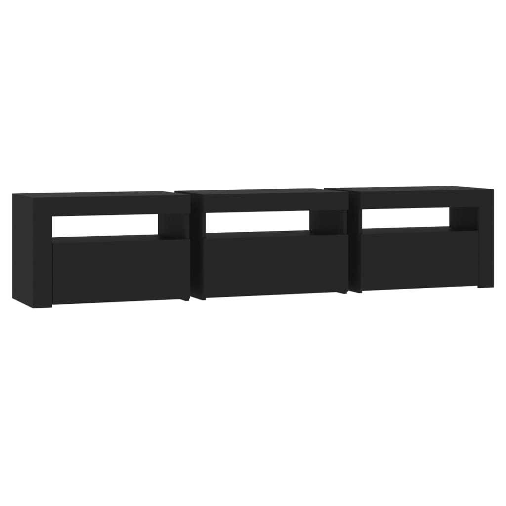 vidaXL TV Cabinet with LED Lights Black 180x35x40 cm